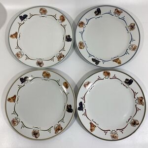 Rare Danbury Mint Pomeranian Dog Dinnerware Dinner Plates Set (4) 10.5”